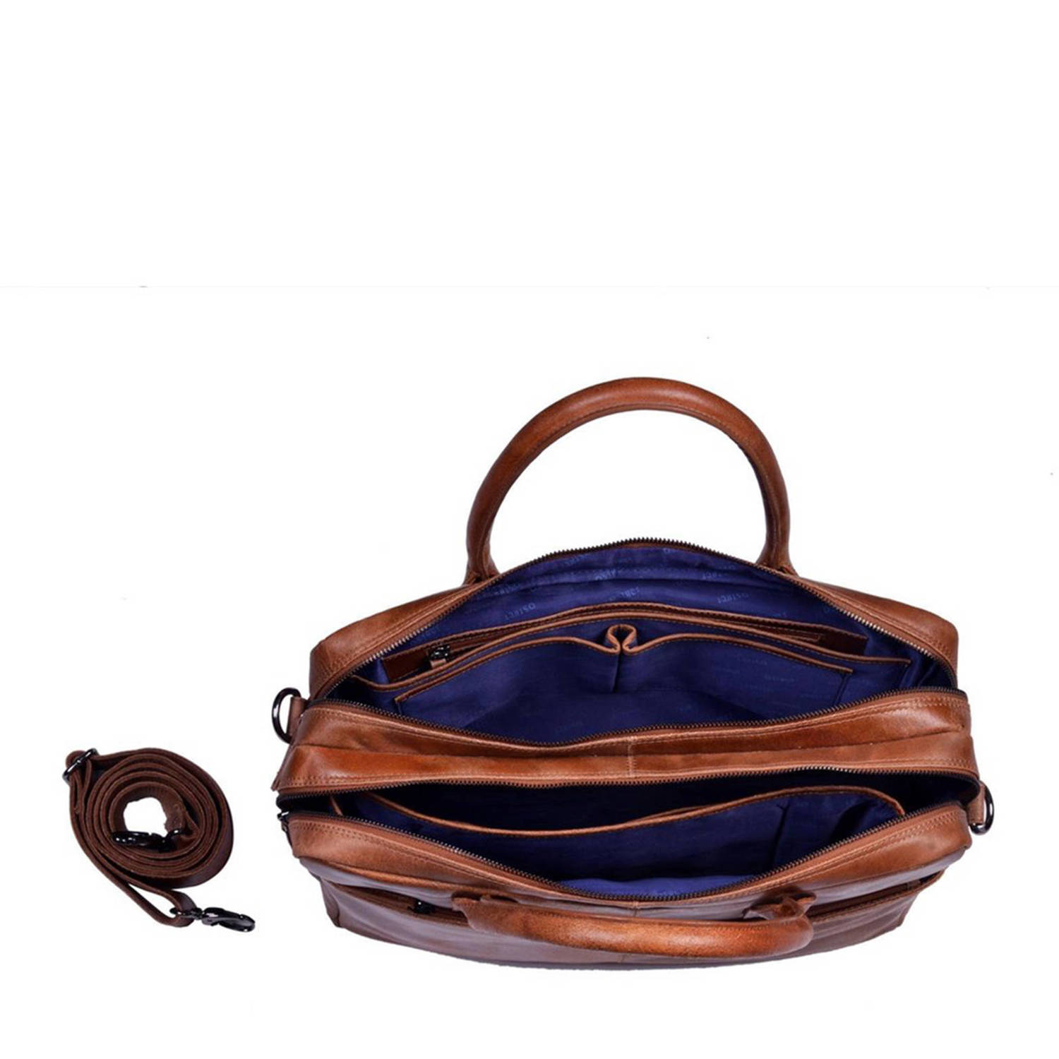 DSTRCT 15.6 leren laptoptas Limited cognac