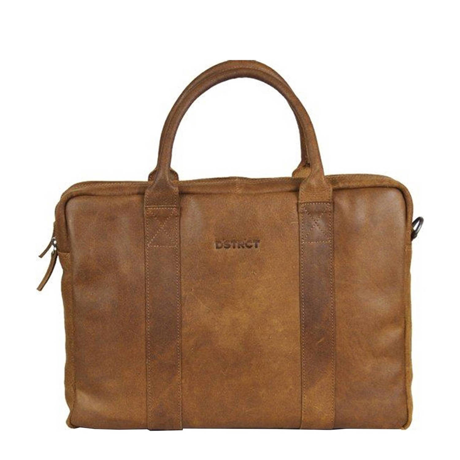 DSTRCT 15.6 leren laptoptas Limited cognac