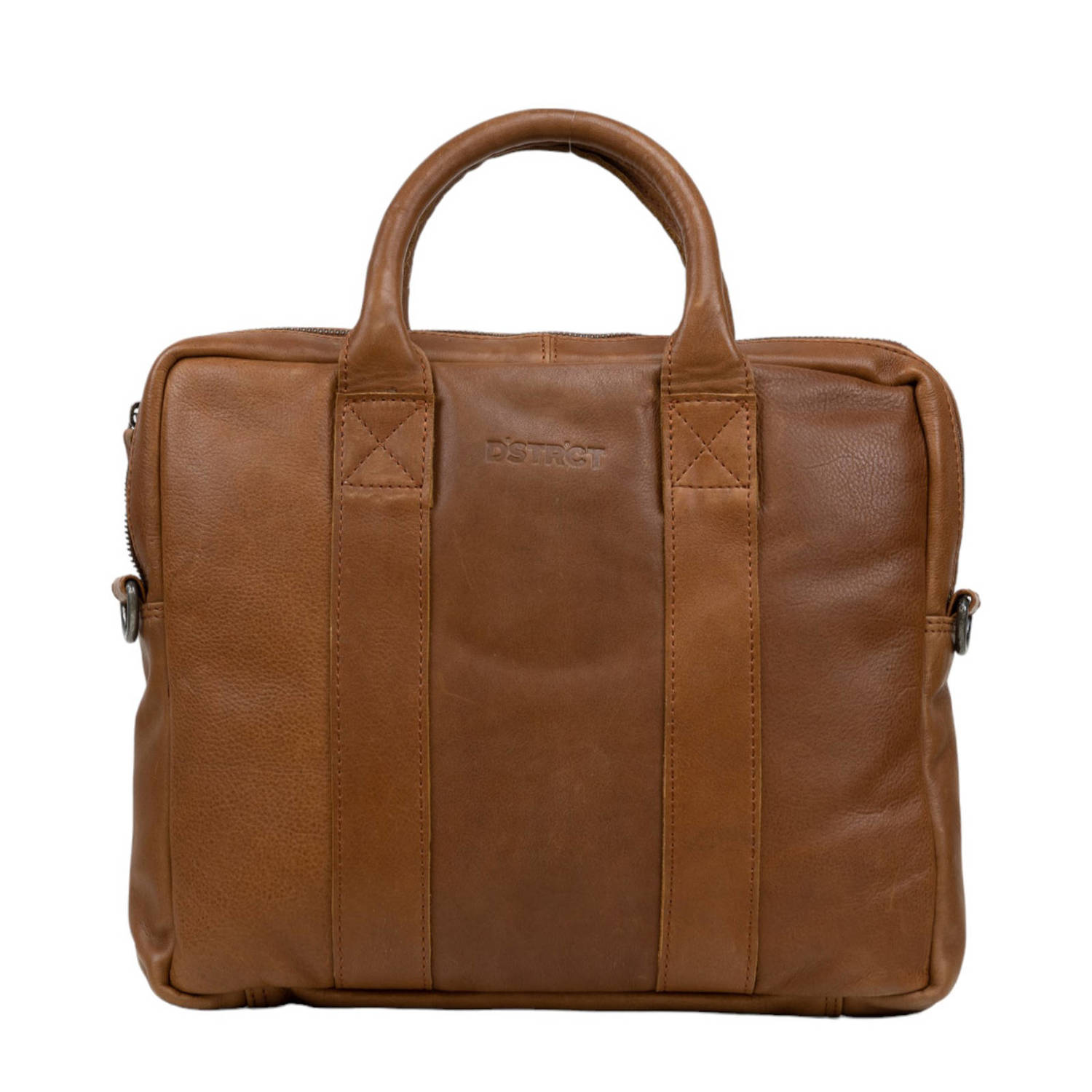 DSTRCT 14 leren laptoptas cognac