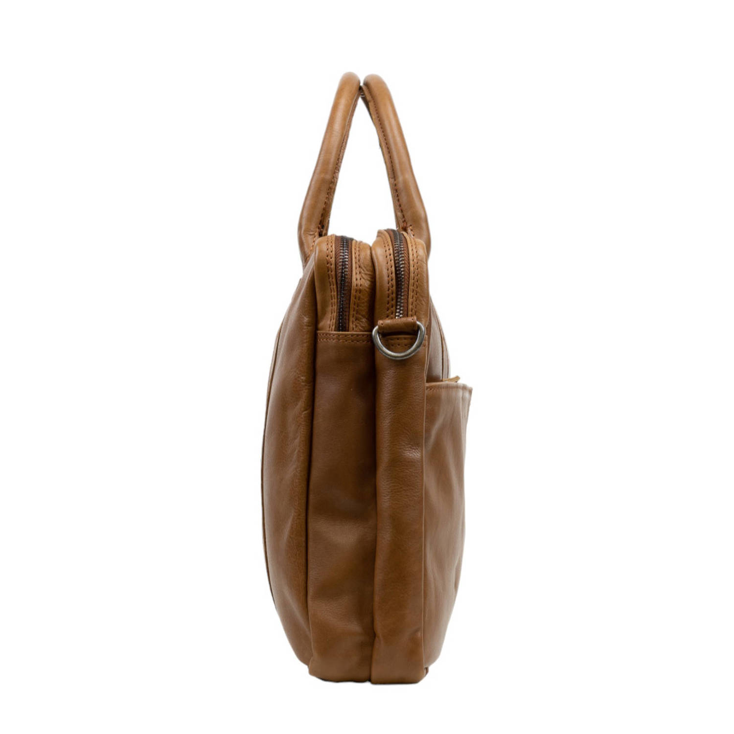 DSTRCT 15.6 leren laptoptas cognac