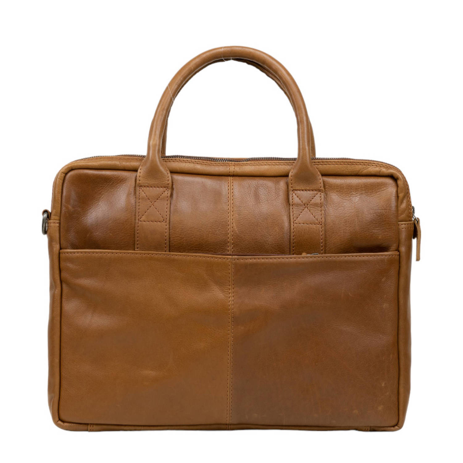 DSTRCT 15.6 leren laptoptas cognac