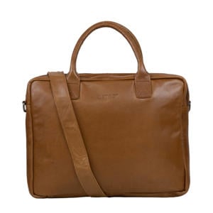 15.6 leren laptoptas cognac