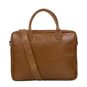 15.6 leren laptoptas cognac