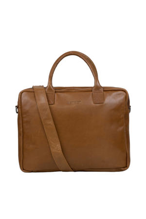  15.6 leren laptoptas cognac