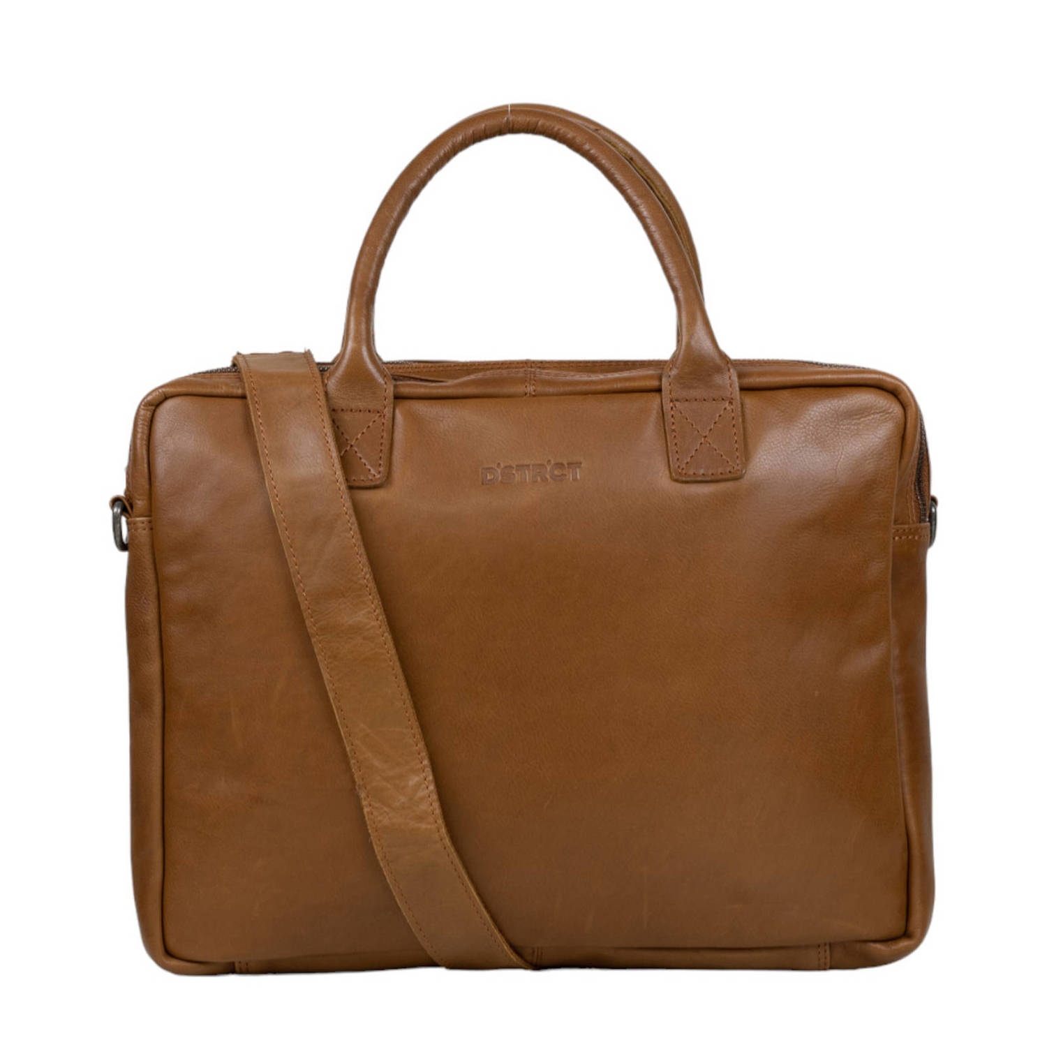 DSTRCT 15.6 leren laptoptas cognac