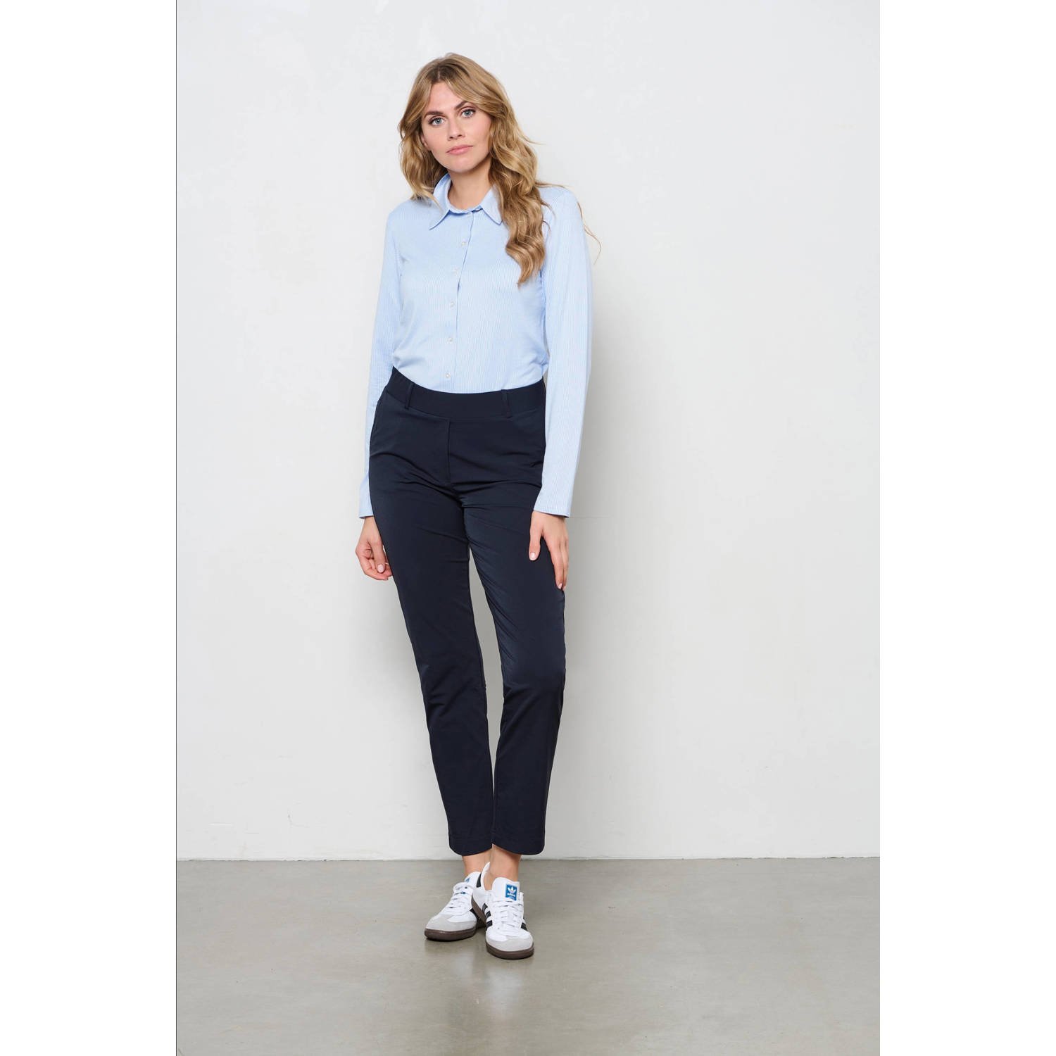 &Co Woman Overhemd met lange mouwen effen kleur Blue Dames