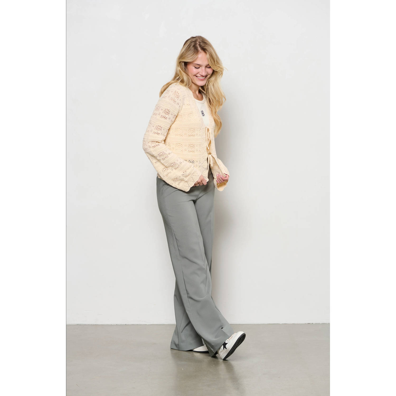 &Co Woman gebreid vest ecru gehaakt