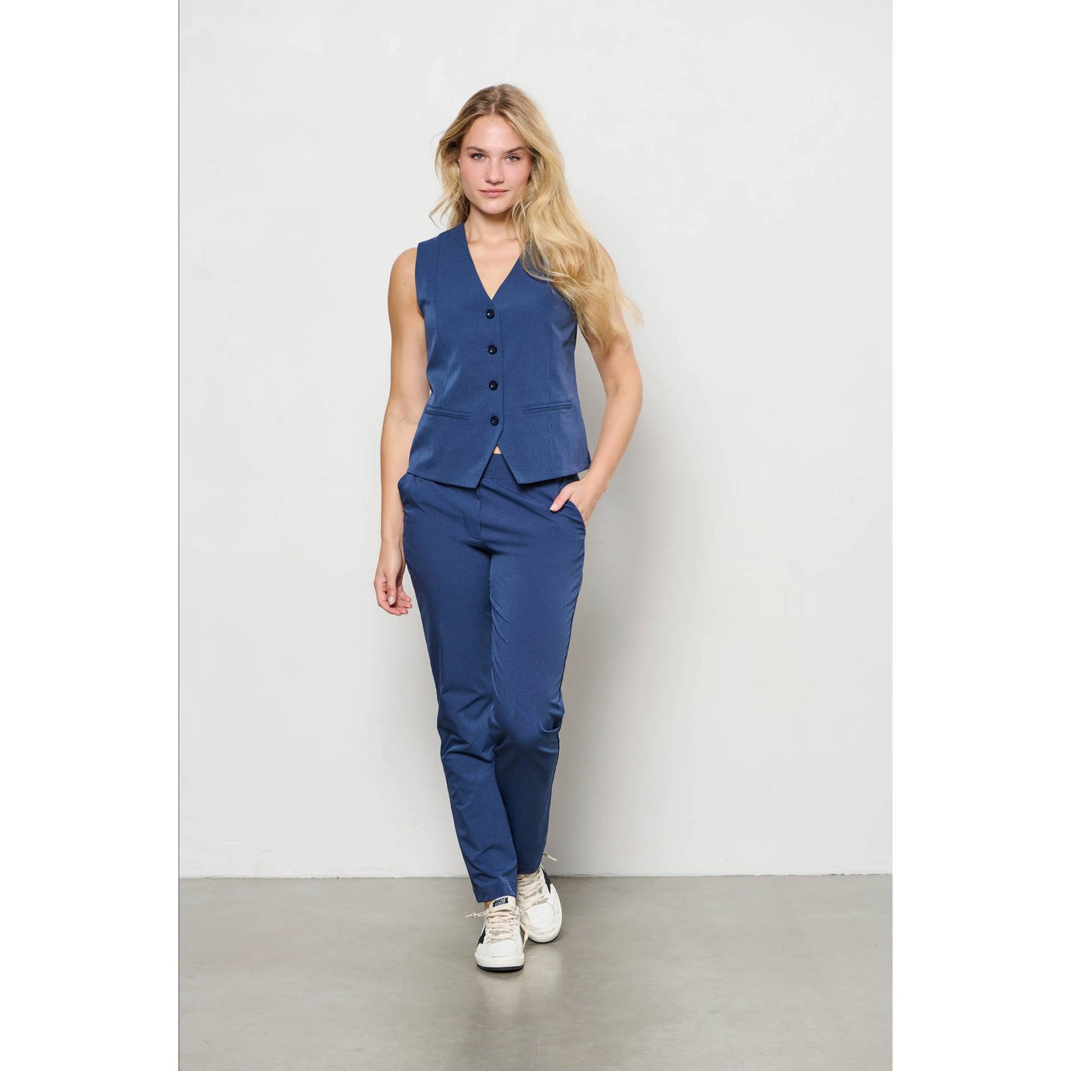 &Co Woman Gewatteerde Vest met Capuchon Blue Dames