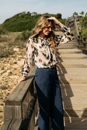 straight regular waist pantalon donkerblauw