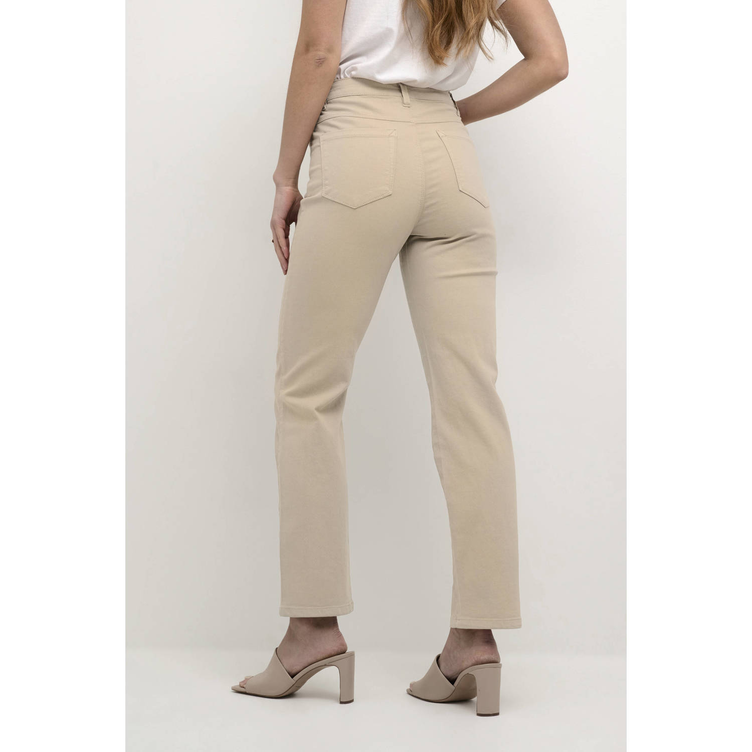 Kaffe high waist straight leg jeans beige