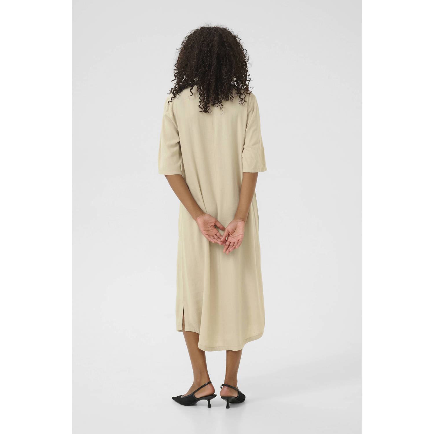 Kaffe zomerjurk beige