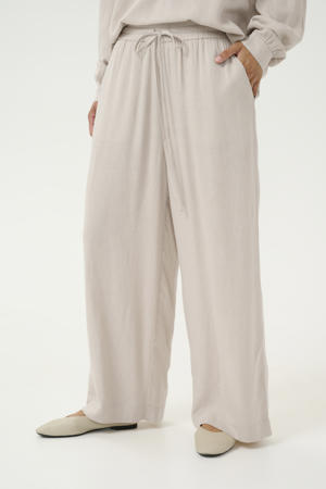 wide leg regular waist broek zand