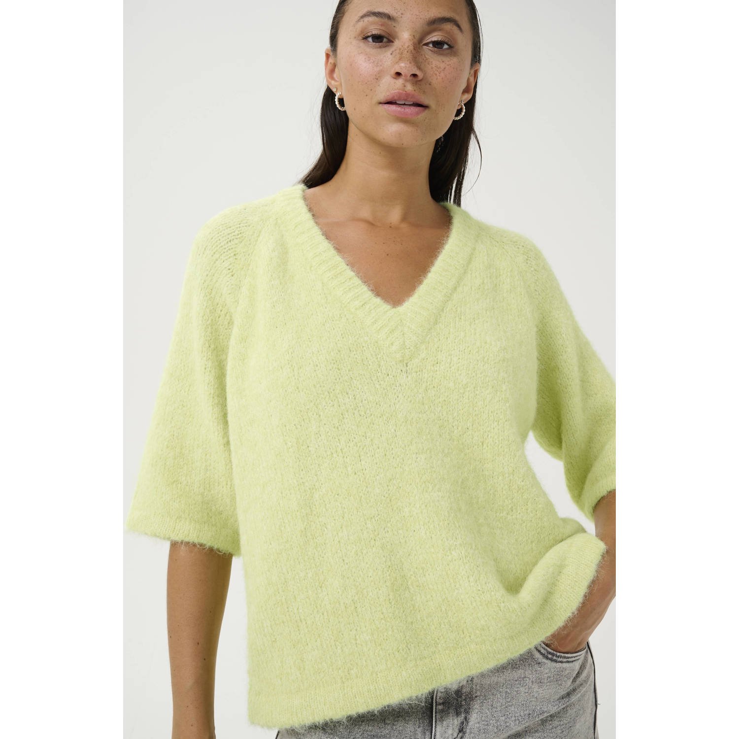 Kaffe Groene V-hals Pullover Trui Green Dames