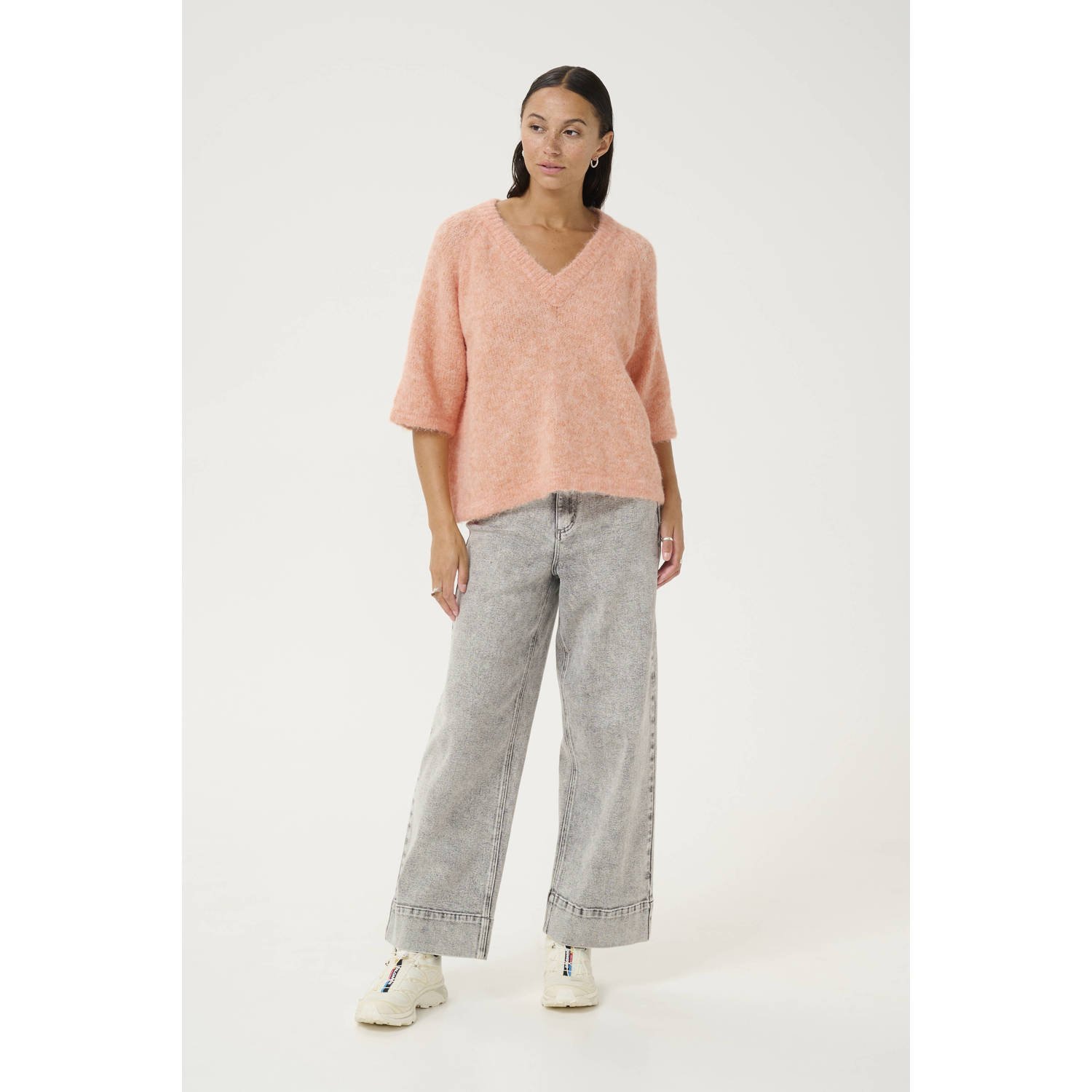 Kaffe top oranje gebreid