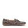 Floris van Bommel suède loafers met panterprint taupe/zwart