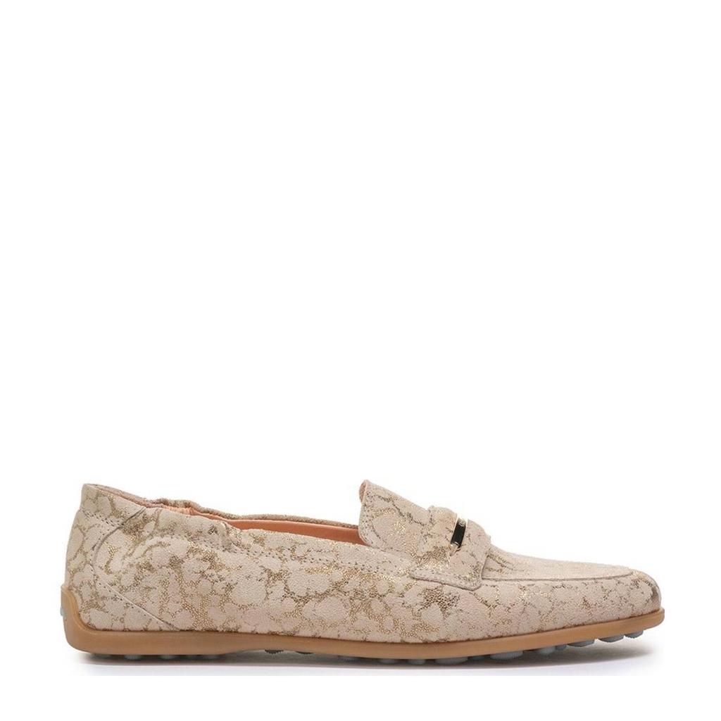 Gouden dames Floris van Bommel Sitti 03.04 suède loafers