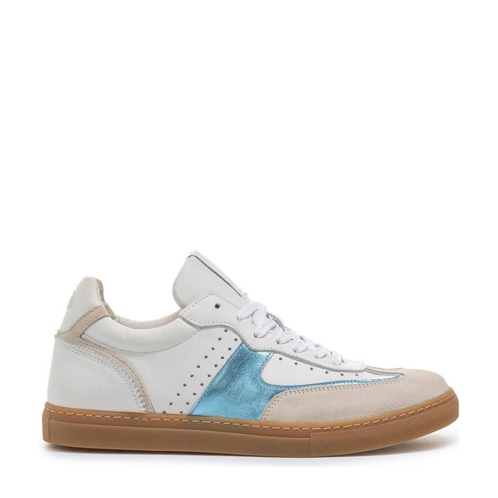 Witte dames Floris van Bommel Minni 04.08 leren sneakers van calf leather met veters