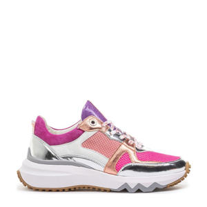  Curvi 01.27 chunky leren sneakers zilver/roze