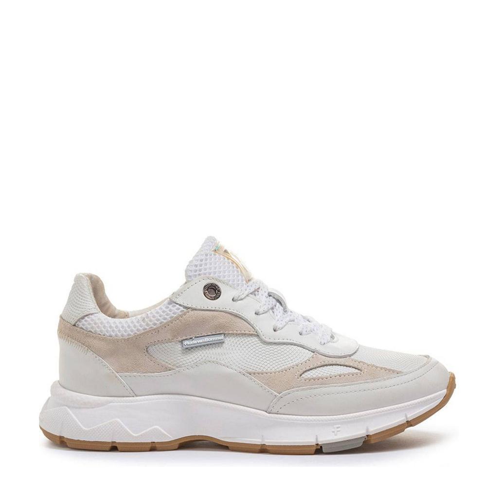 Witte dames Floris van Bommel Daysi 01.00 leren sneakers van calf leather met veters