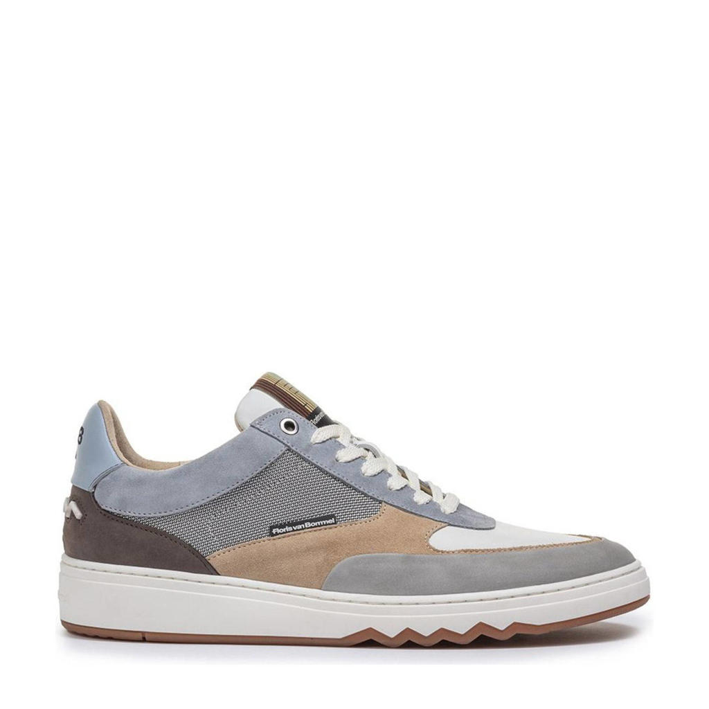 Lichtblauwe heren Floris van Bommel De Kupster 05.16 suède sneakers met veters