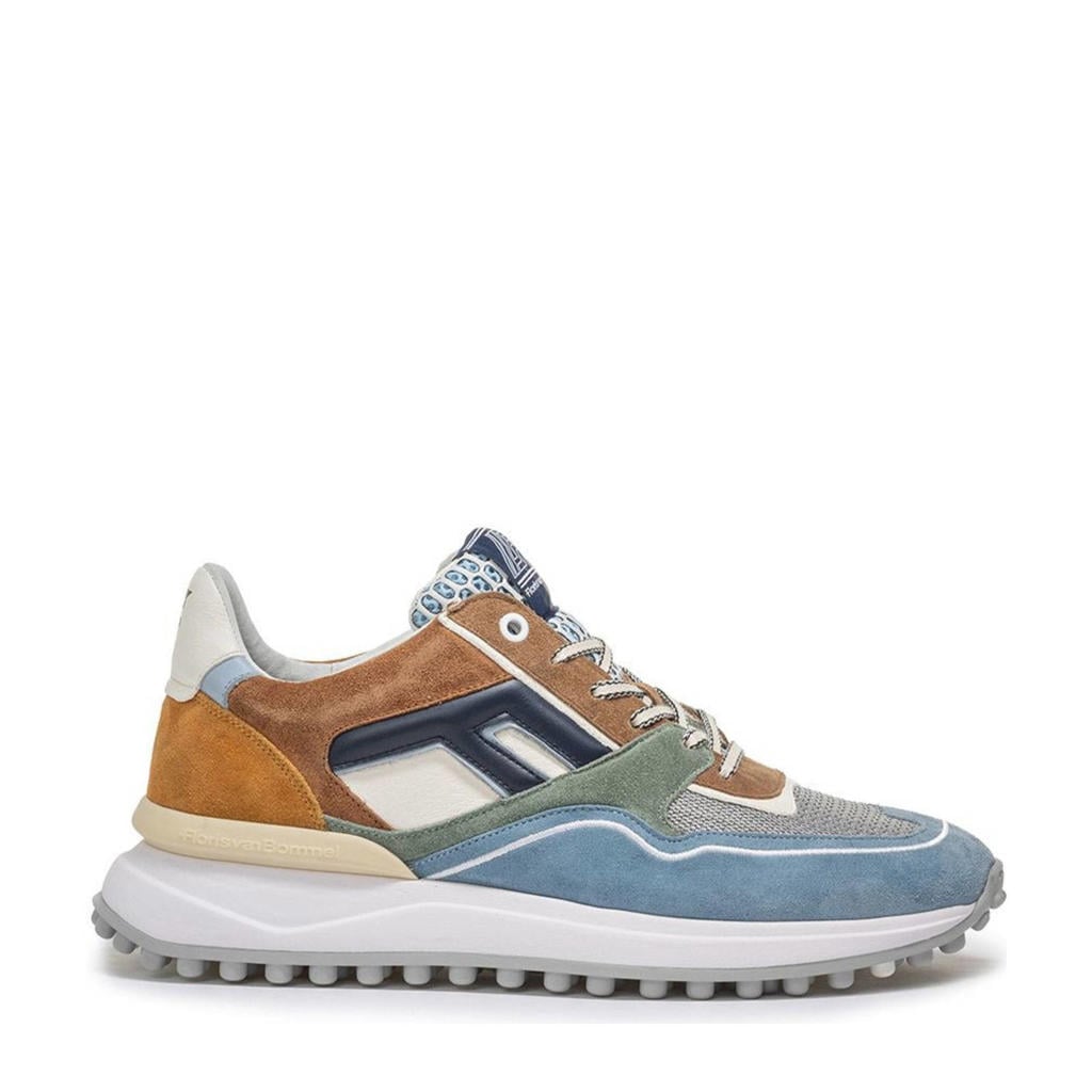 Lichtblauwe heren Floris van Bommel Noppi 29.37 suède sneakers met veters