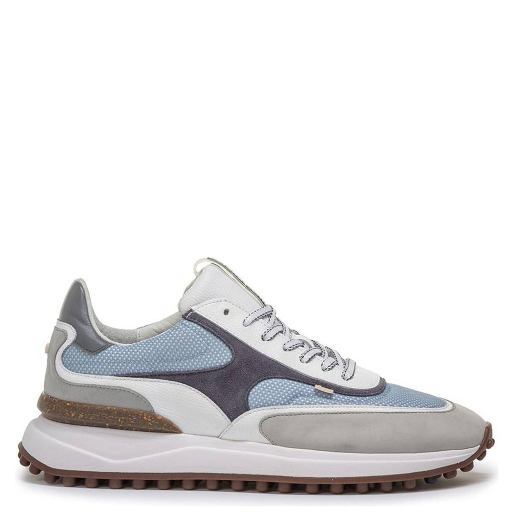 Lichtblauwe heren Floris van Bommel Noppi 37.01 leren sneakers van textile met veters