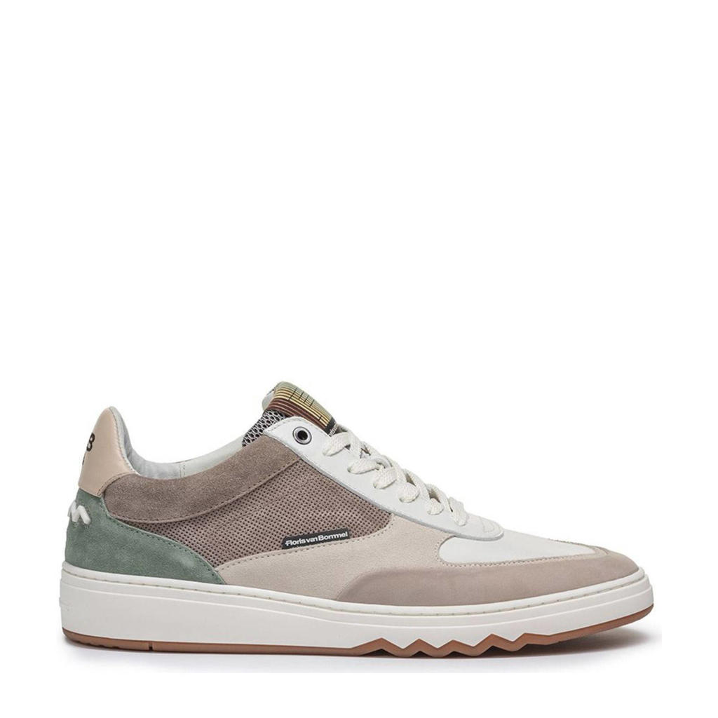 Lichtbruine heren Floris van Bommel De Kupster 05.14 leren sneakers van nubuck leather met veters