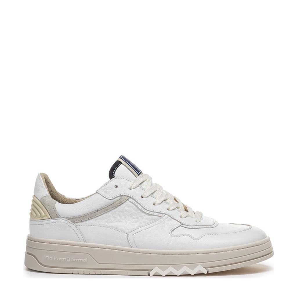 Witte heren Floris van Bommel De Okker 01.00 leren sneakers van printed leather met veters