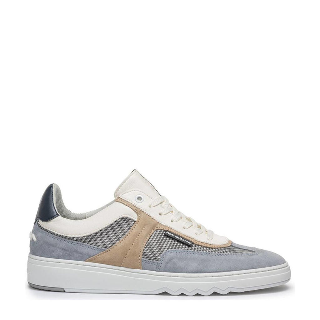 Lichtblauwe heren Floris van Bommel De Kupster 08.01 suède sneakers met veters