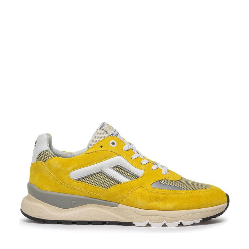 Gele heren Floris van Bommel De Treener 01.05 suède sneakers met veters