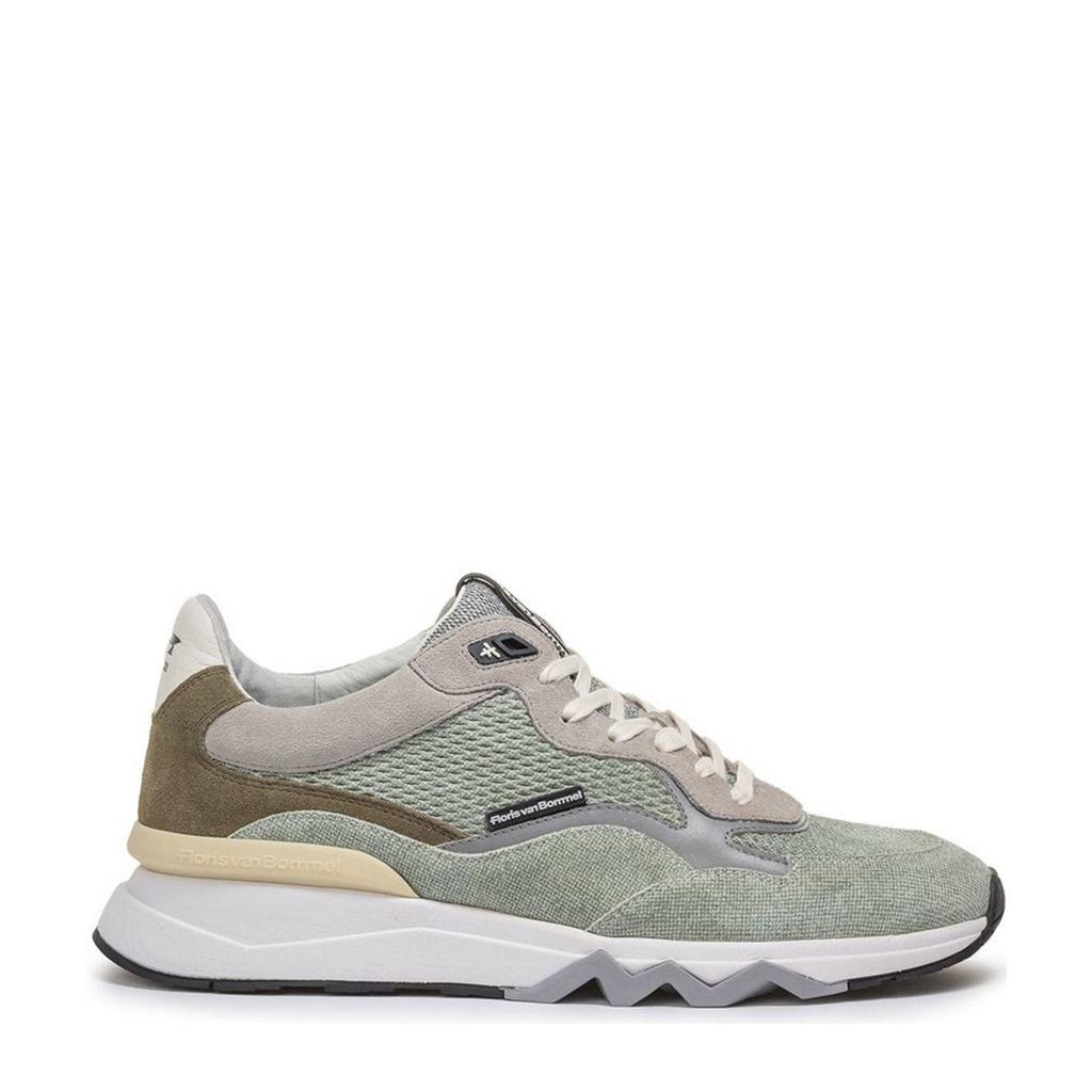 Lichtgroene heren Floris van Bommel De Zager 02.55 suède sneakers met veters