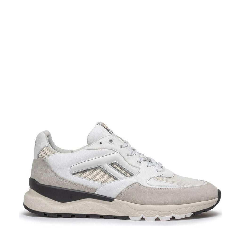 Witte heren Floris van Bommel suède sneakers van printed leather met veters