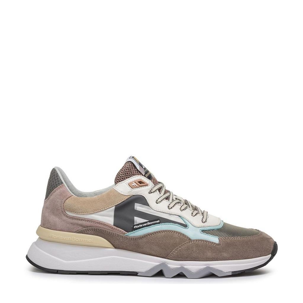 Taupe heren Floris van Bommel De Zager 02.63 suède sneakers met veters