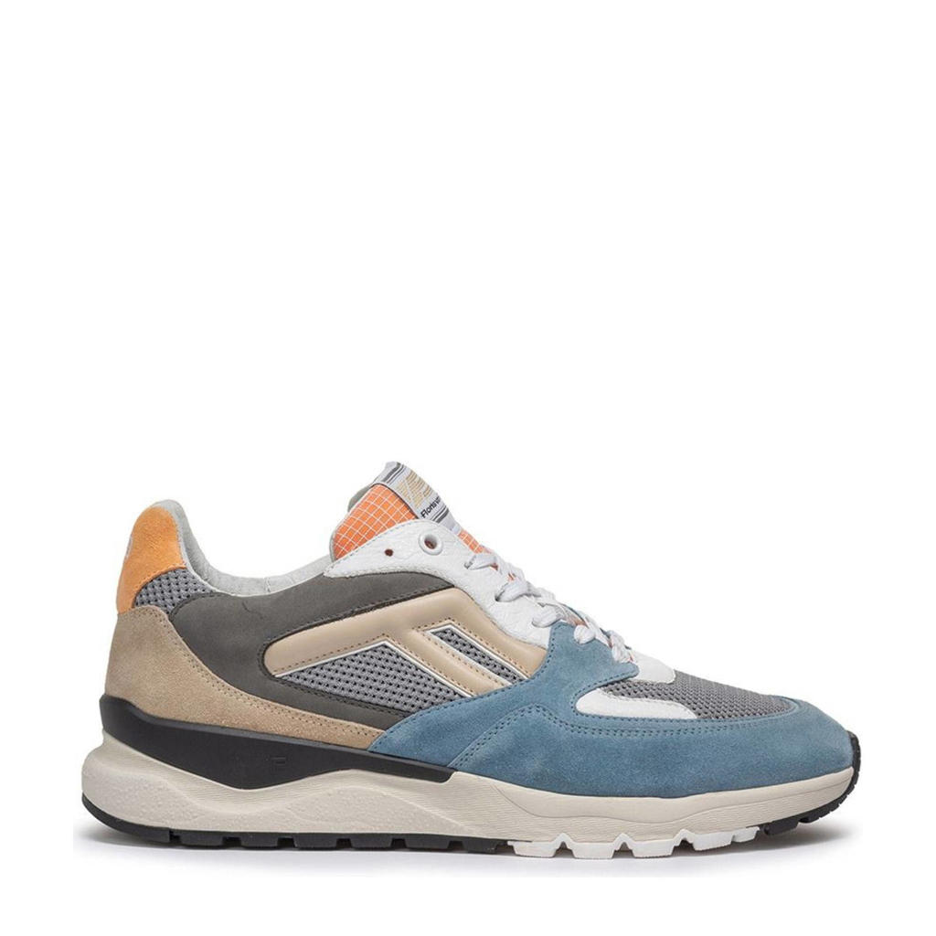 Grijze heren Floris van Bommel De Treener 01.02 suède sneakers met veters