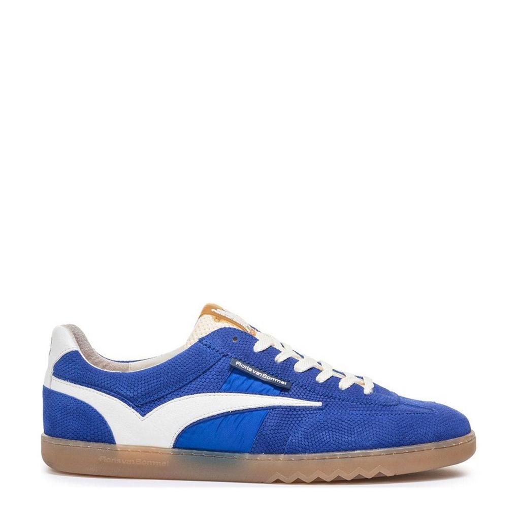 Blauwe heren Floris van Bommel De Zaler 01.07 suède sneakers met veters