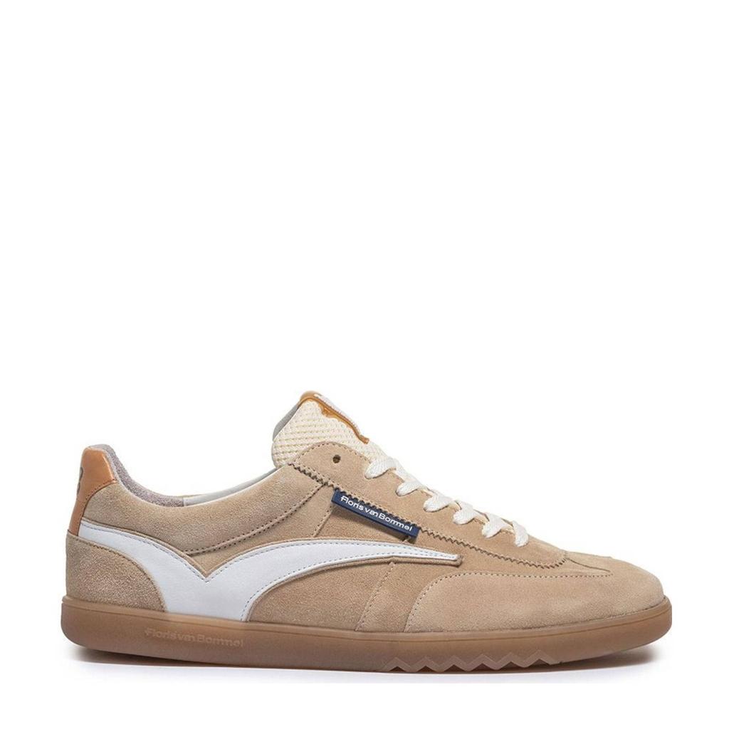 Beige heren Floris van Bommel De Zaler 01.10 suède sneakers met veters