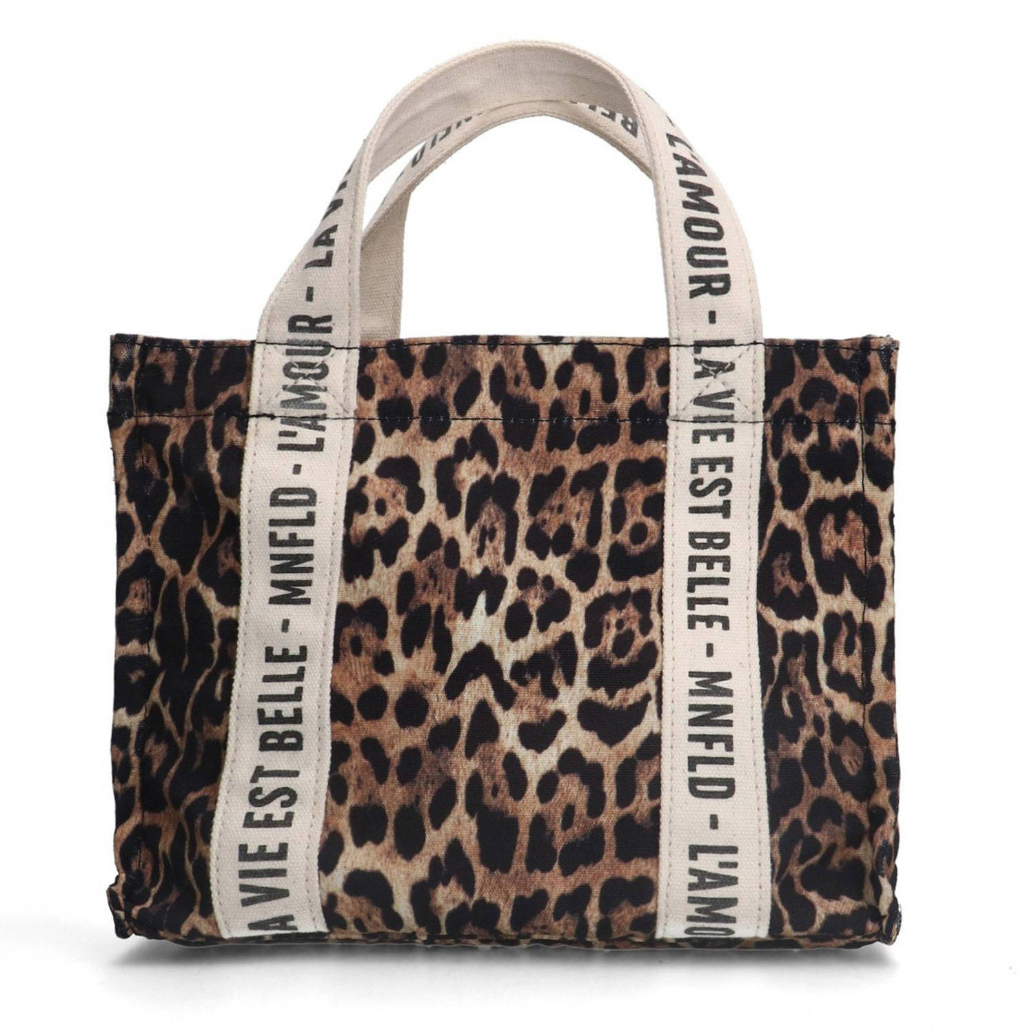 Manfield mini shopper met panterprint bruin