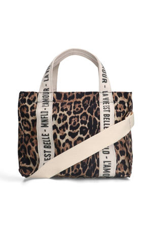  mini shopper met panterprint bruin