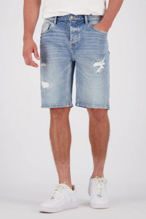 denim slim denim short blauw
