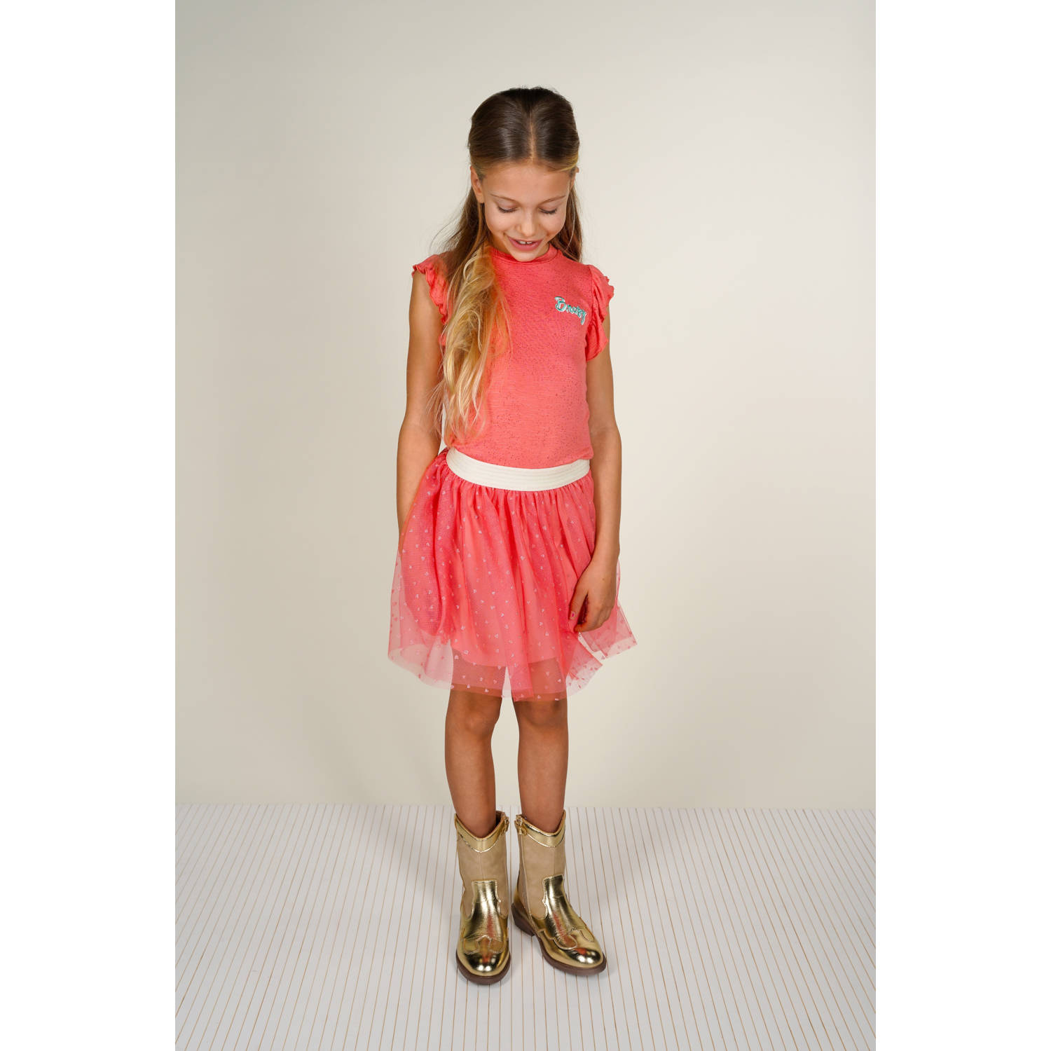 B.Nosy midi jurk met glitter roze