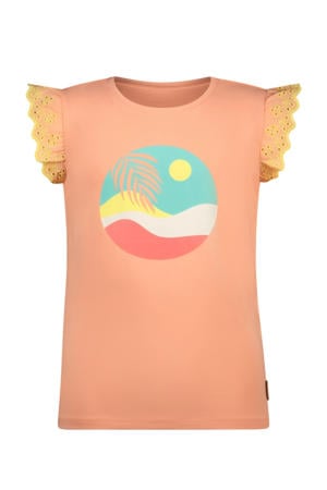 T-shirt oranje broderie