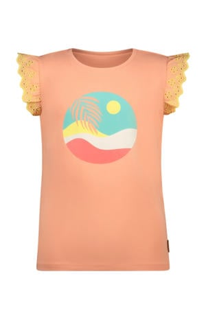 T-shirt oranje broderie