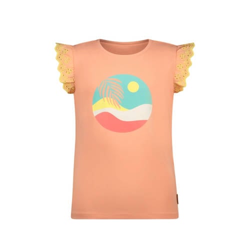 B.Nosy T-shirt oranje broderie afbeelding