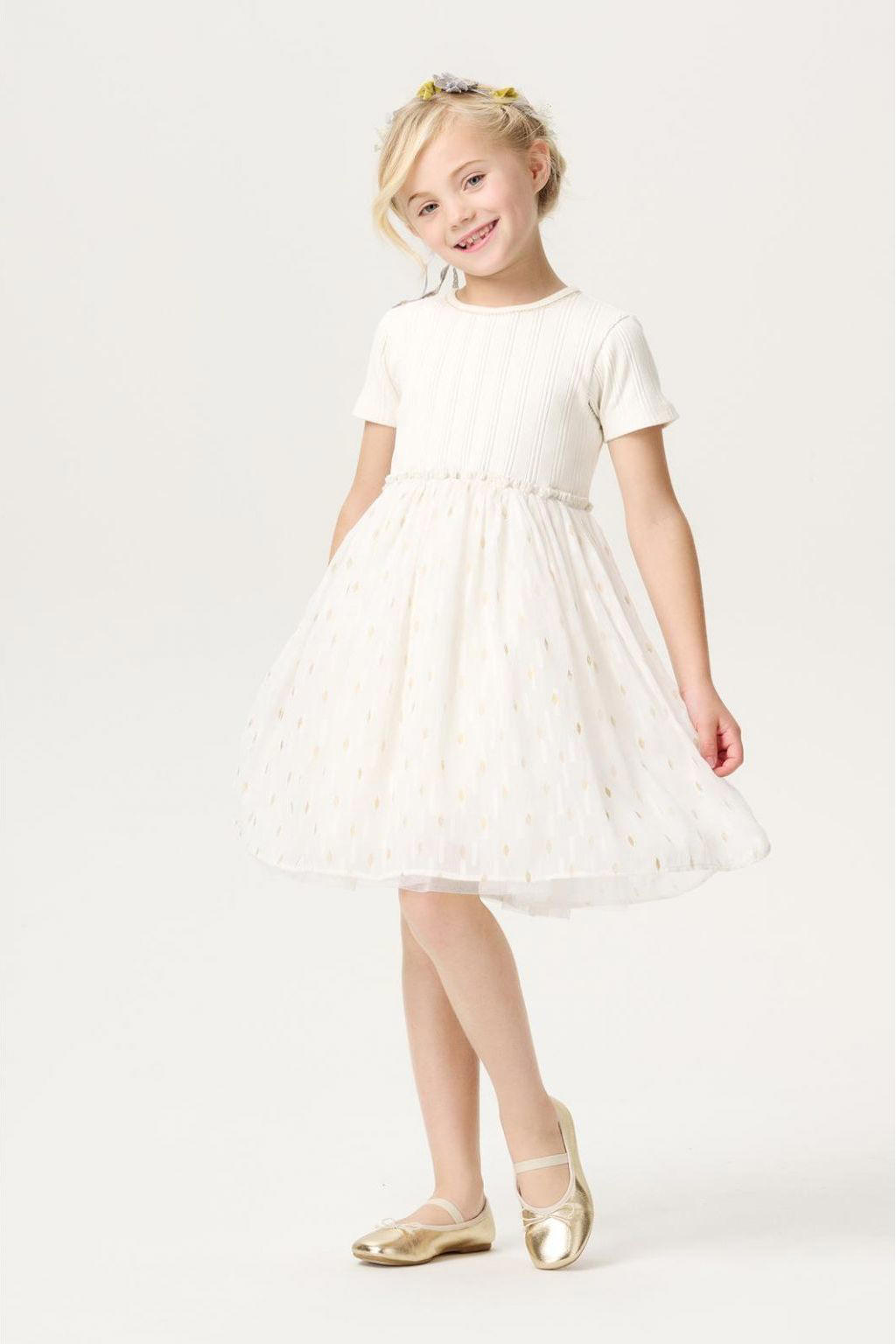 Noppies kids korte jurk wit