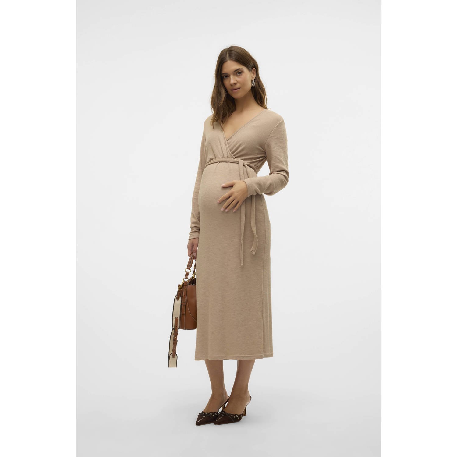 MAMALICIOUS zwangerschaps- en voedings maxi jurk beige
