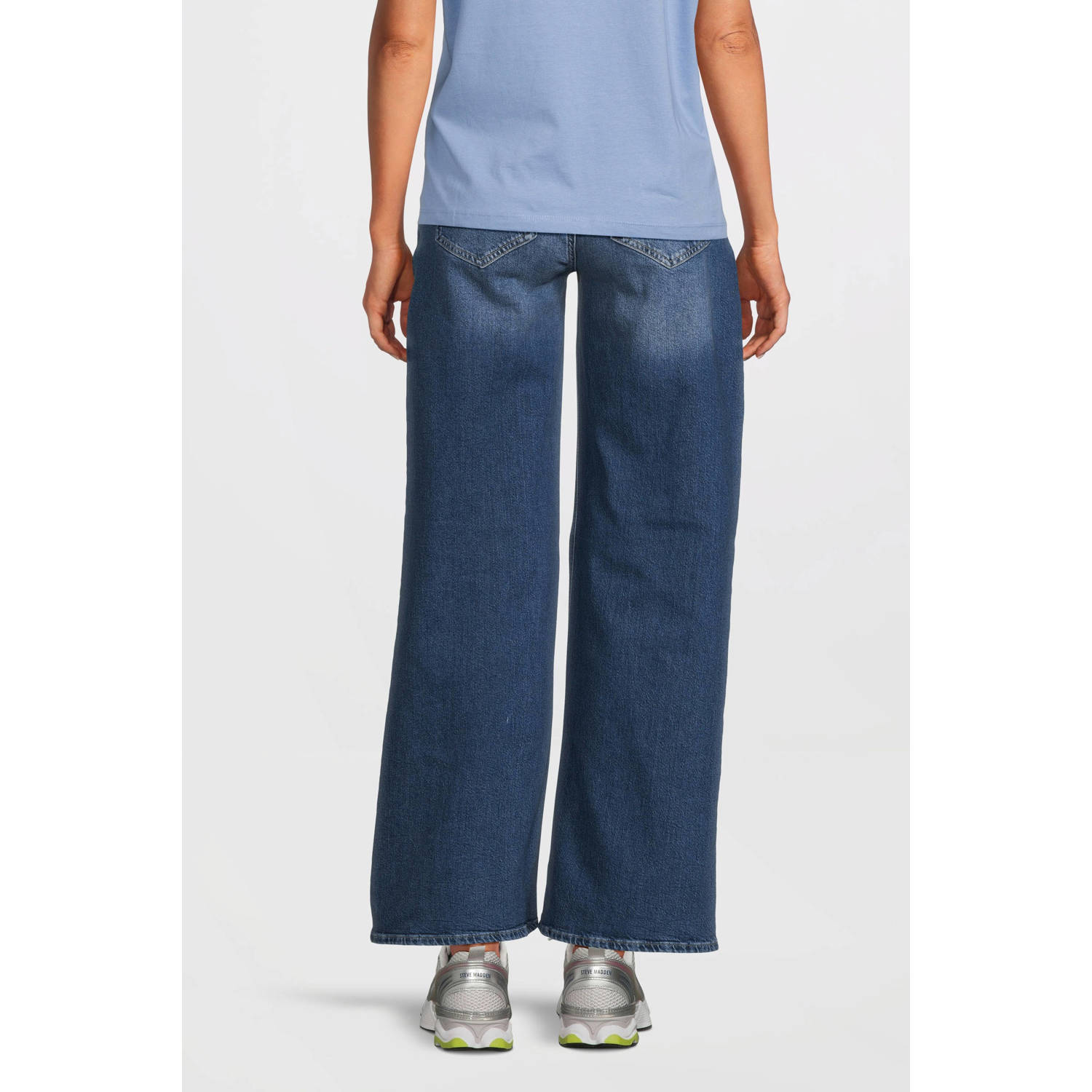 MAMALICIOUS high waist zwangerschapskleding wide leg jeans light blue denim