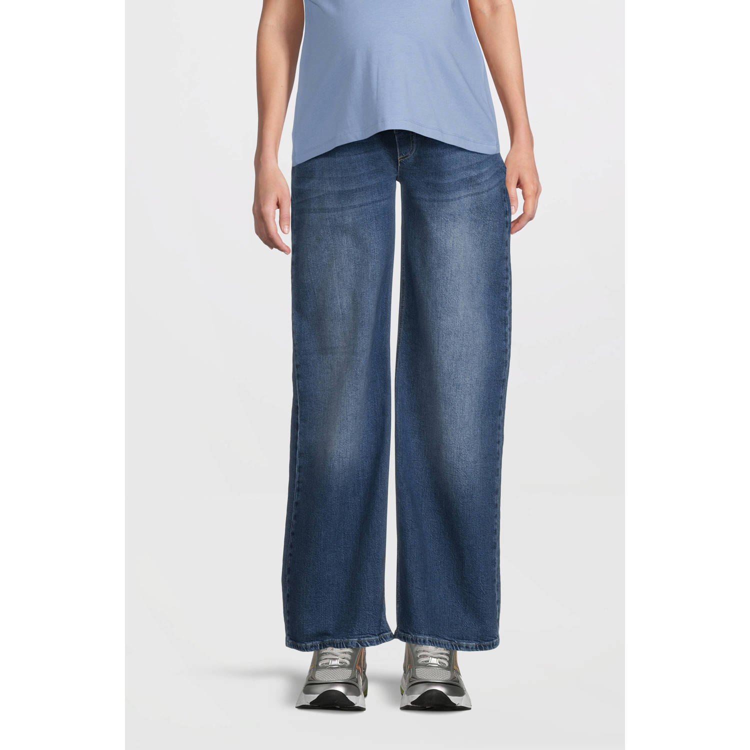 MAMALICIOUS high waist zwangerschapskleding wide leg jeans light blue denim