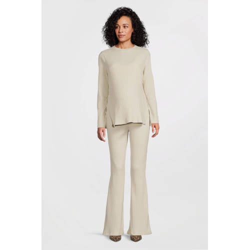MAMALICIOUS high waist zwangerschaps flared broek ecru afbeelding