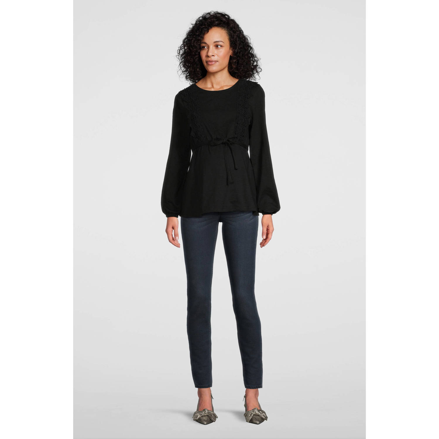 MAMALICIOUS zwangerschaps top zwart broderie