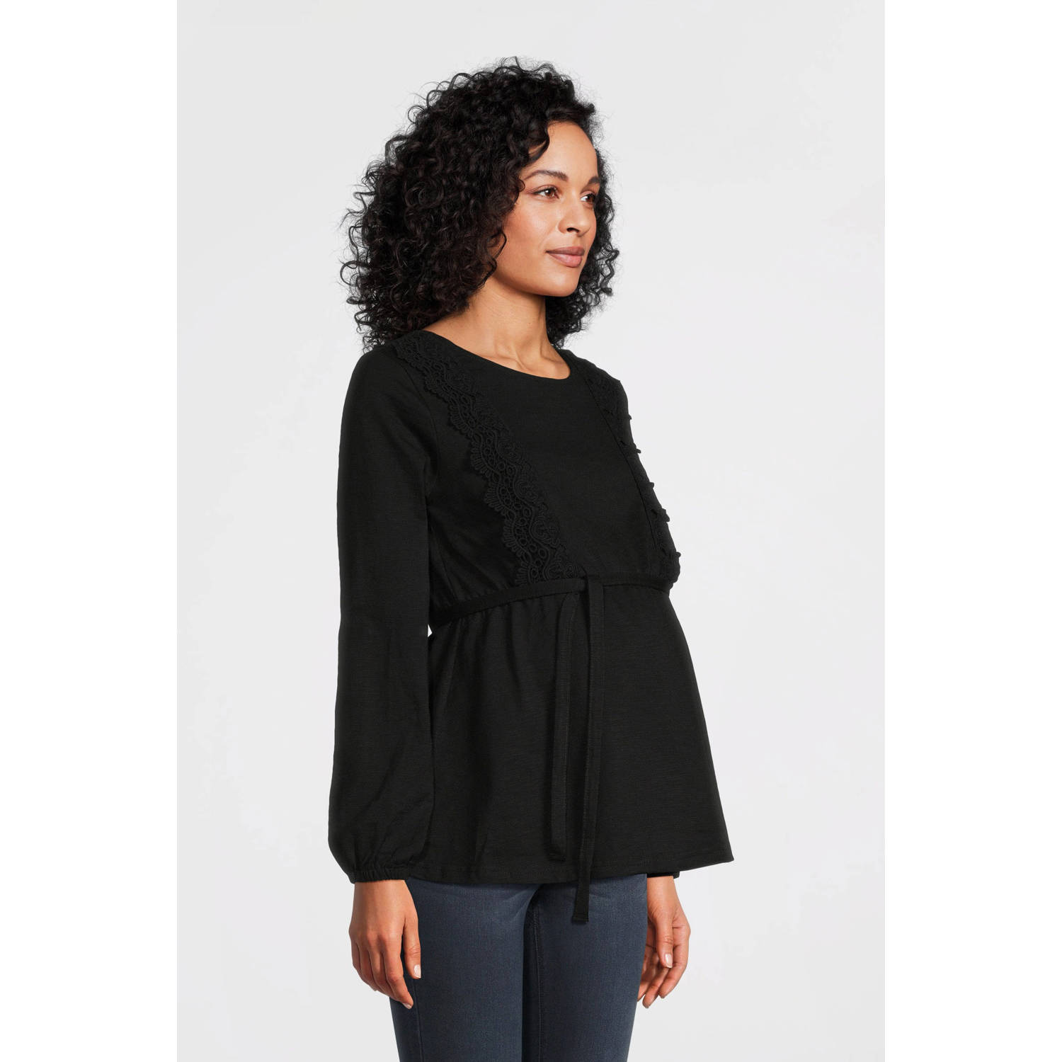MAMALICIOUS zwangerschaps top zwart broderie